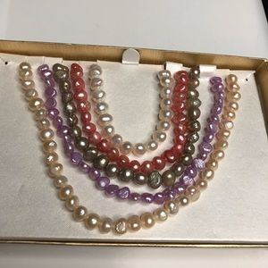 Set of 5 Multi color Cultured Pearl Necklaces